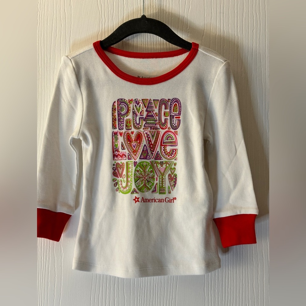 American Girl Holiday Long Sleeve Top, Holiday Shirt NWT Size 3